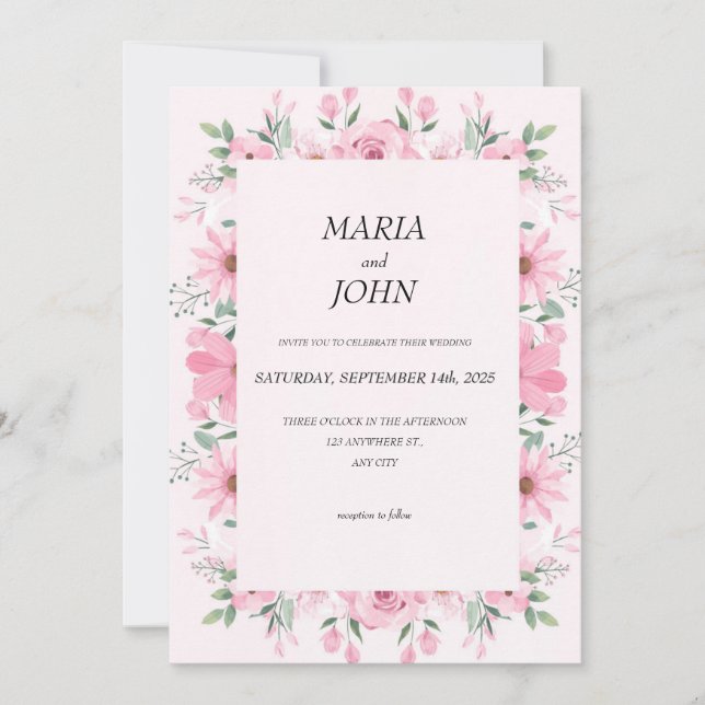 Elegant Chic Romantic Minimalist Classic Blush Invitation (Front)