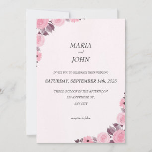 Elegant Chic Romantic Minimalist Classic Pink  Invitation