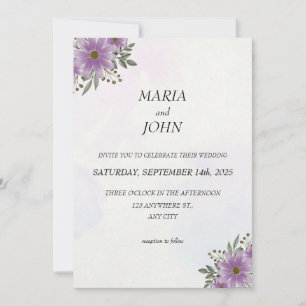 Elegant Chic Romantic Minimalist Classic Purple Invitation