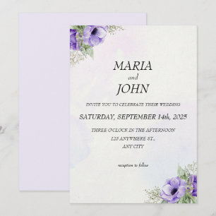 Elegant Chic Romantic Minimalist Classic Purple  Invitation