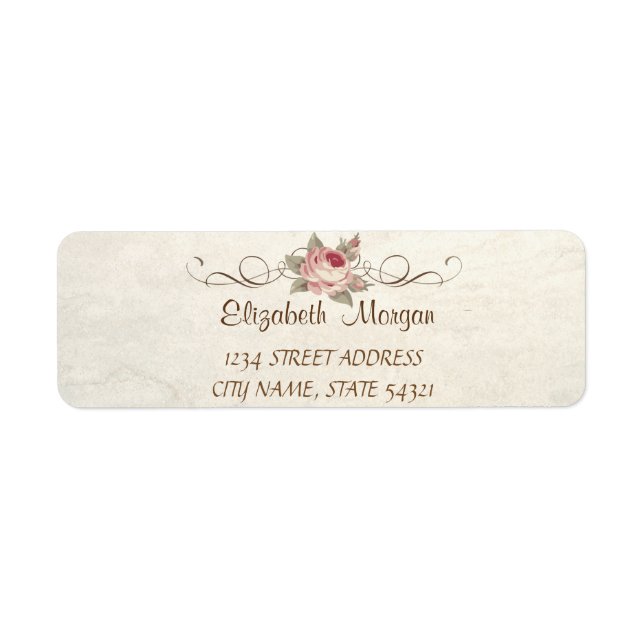 Elegant Chic Romantic, Rose  Address Label Return Address Label (Front)