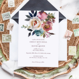 Elegant Chic Romantic Rose Wedding Invitation