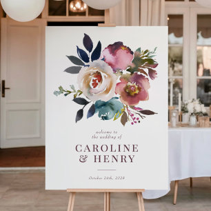 Elegant Chic Romantic Rose Wedding Sign