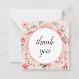 Elegant chic romantic thank you pink floral note card