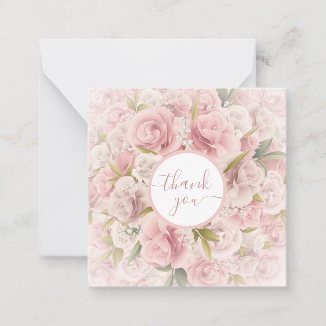 elegant chic romantic thank you rose floral  card (Front)