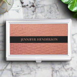 Elegant Chic Rose Gold & Black Professional Business Card Holder<br><div class="desc">This business card case exudes elegance and sophistication with its stunning combination of rose gold and black tones. The exterior boasts a sleek black finish adorned with delicate rose gold accents, creating a luxurious and stylish look. Opening the case reveals a well-organised interior designed to hold business cards securely, ensuring...</div>