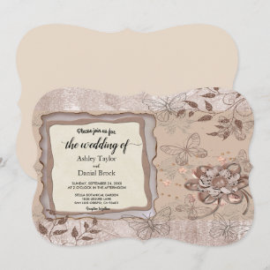 Elegant Chic Rose Gold Floral Summer Wedding Invitation