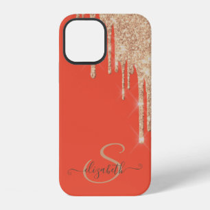 Elegant Chic Rose Gold Glitter Drips iPhone 12 Case