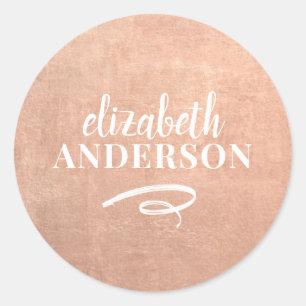 Elegant Chic Rose Gold Modern Minimalist Classic Round Sticker
