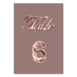 Elegant Chic Rose Gold Party Guests Table Number 6