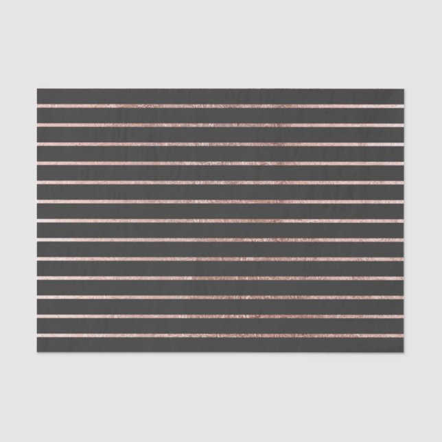 Elegant Chic Rose Gold Stripes and Black Tissue Paper (Front)