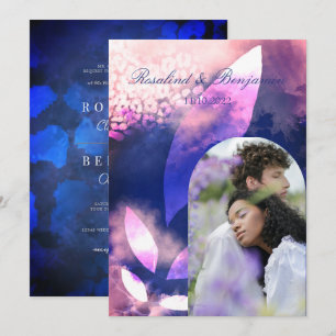 Elegant Chic Rose Gold Violet Arch Photo Wedding Invitation