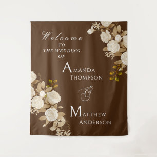 Elegant Chic Rose Monogram Brown Tapestry