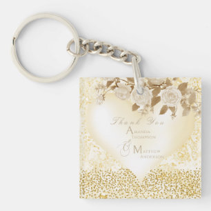 Elegant Chic Rose Monogram Gold Key Ring