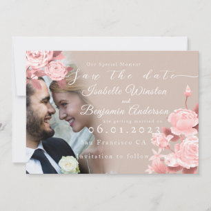 Elegant Chic Rose Save the Date Card