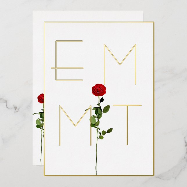 Elegant Chic Rose Stem  Monogram Wedding  (Front/Back)