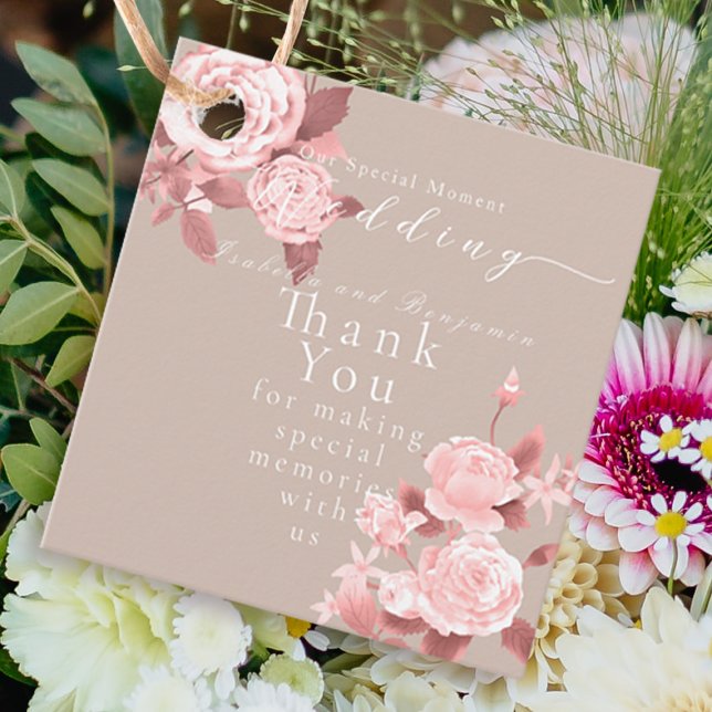 Elegant Chic Rose Wedding  Favour Tags (Lovely rose wedding design gift tag.)
