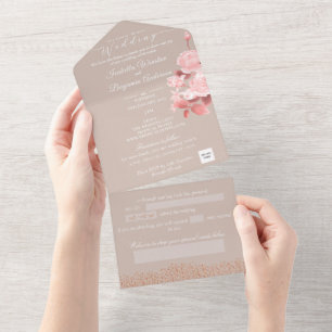 Elegant Chic Rose Wedding Invitation Card