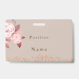 Elegant Chic Rose Wedding Name ID Badge