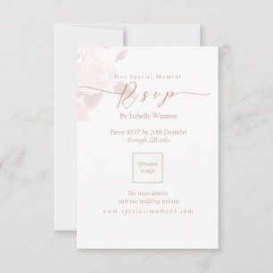 Elegant Chic Rose Wedding QRcode RSVP Card
