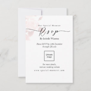 Elegant Chic Rose Wedding QRcode RSVP Card