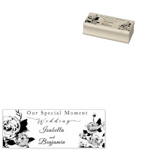 Elegant Chic Rose Wedding Rubber Stamp