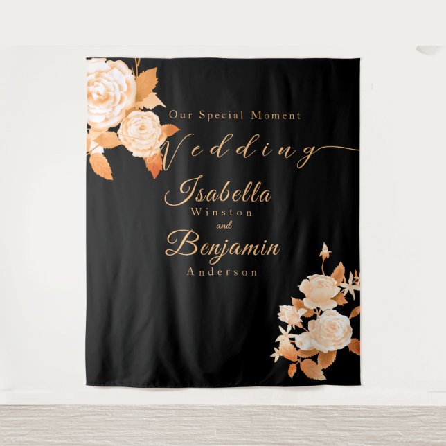 Elegant Chic Rose Wedding  Tapestry (Front)