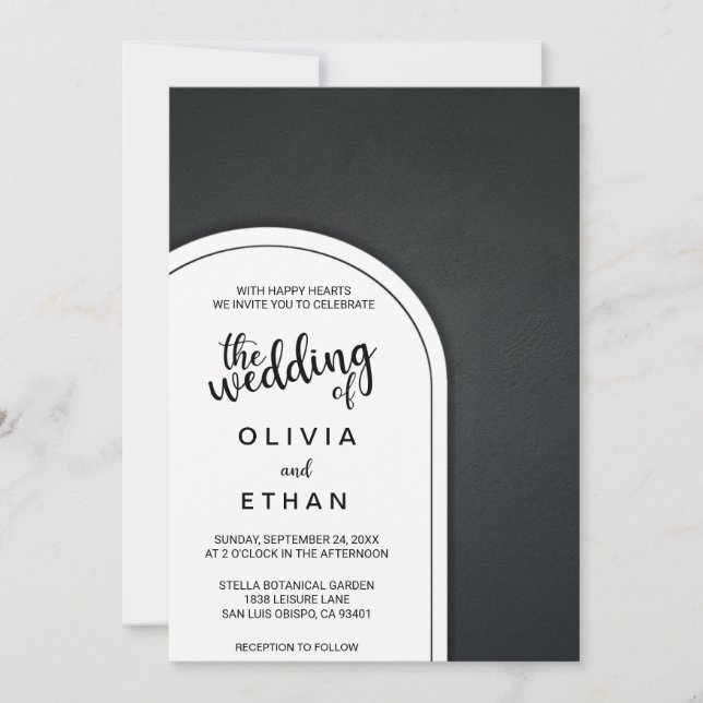 Elegant chic rustic fancy black Wedding Invitation (Front)