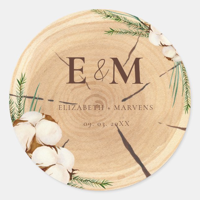 Elegant & Chic Rustic Wedding Wooden Thank You Classic Round Sticker (Front)