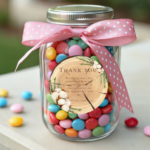 Elegant & Chic Rustic Wedding Wooden Thank You Classic Round Sticker