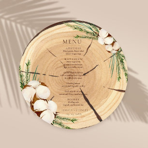 Elegant & Chic Rustic Wood cut Wedding Menu Card