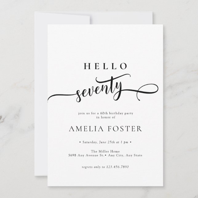 Elegant  Chic Script 70th Birthday Invitation (Front)