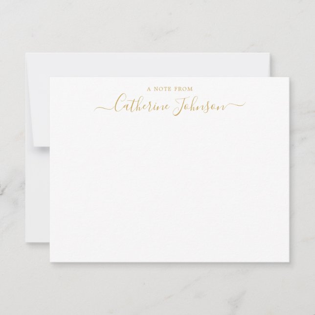 Elegant Chic Script Calligraphy A Note From Gold Card (Front)