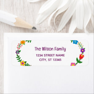 Elegant Chic Script Modern Flowers Return Address Label