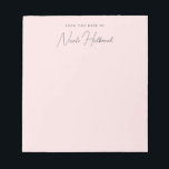 Elegant Chic Script Name Blush Pink Personalised  Notepad<br><div class="desc">This notepad design features a beautiful blush pink background with elegant yet simple typography. All colours in this design are customisable.</div>
