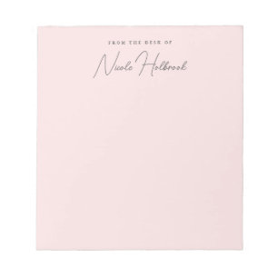 Elegant Chic Script Name Blush Pink Personalised  Notepad