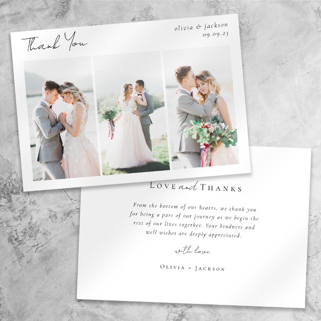 Elegant Chic Script Photo Collage Wedding Card (Creator Uploaded)