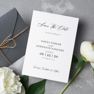 Elegant chic script simple minimalist wedding save the date