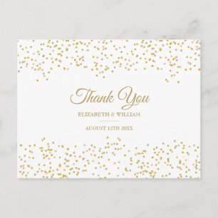 Elegant Chic Script Thank You Gold Dust Confetti Postcard