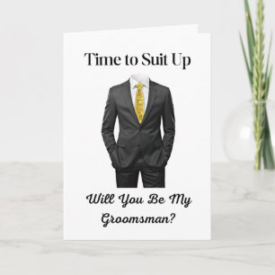 elegant chic script tuxedo groomsman proposal invitation