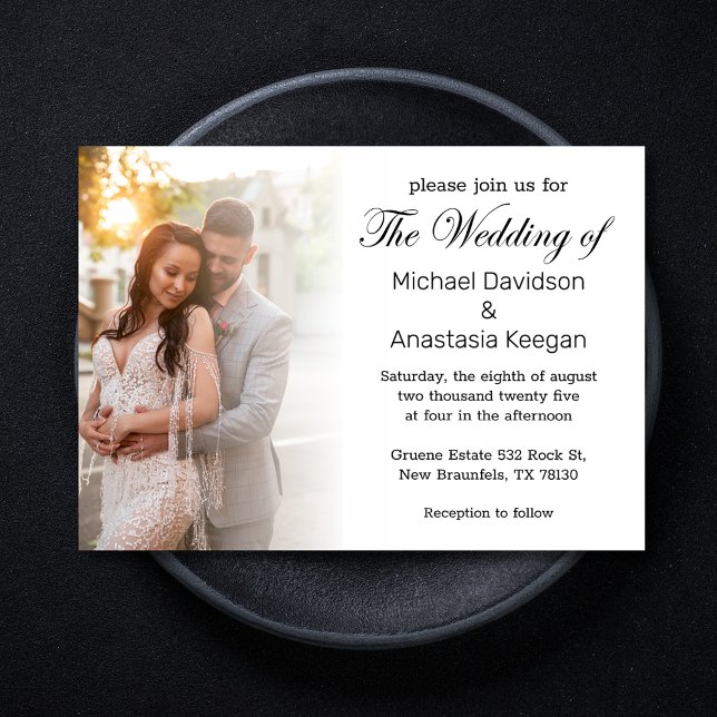 elegant chic script wedding day photo  invitation (Creator Uploaded)