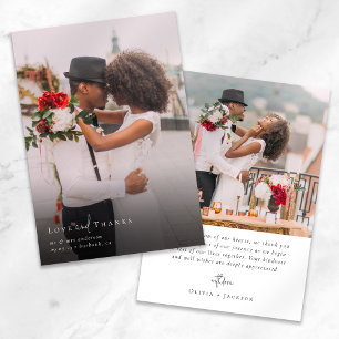 Elegant Chic Script Wedding Photo Thank You Card