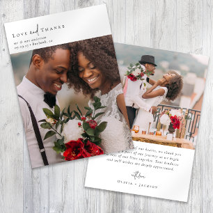 Elegant Chic Script Wedding Photo Thank You Card