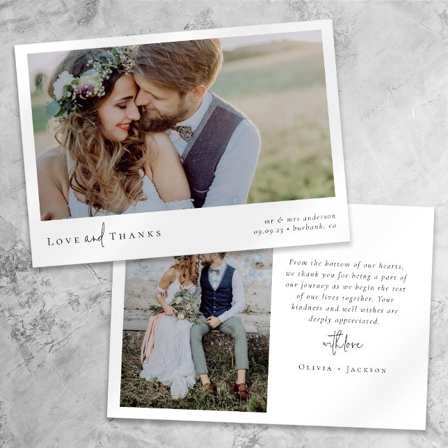 Elegant Chic Script Wedding Photo Thank You Card (Creator Uploaded)