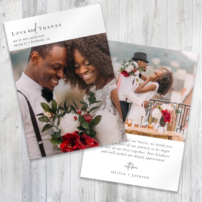 Elegant Chic Script Wedding Photo Thank You Card (Creator Uploaded)