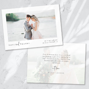 Elegant Chic Script Wedding Photo Thank You Card