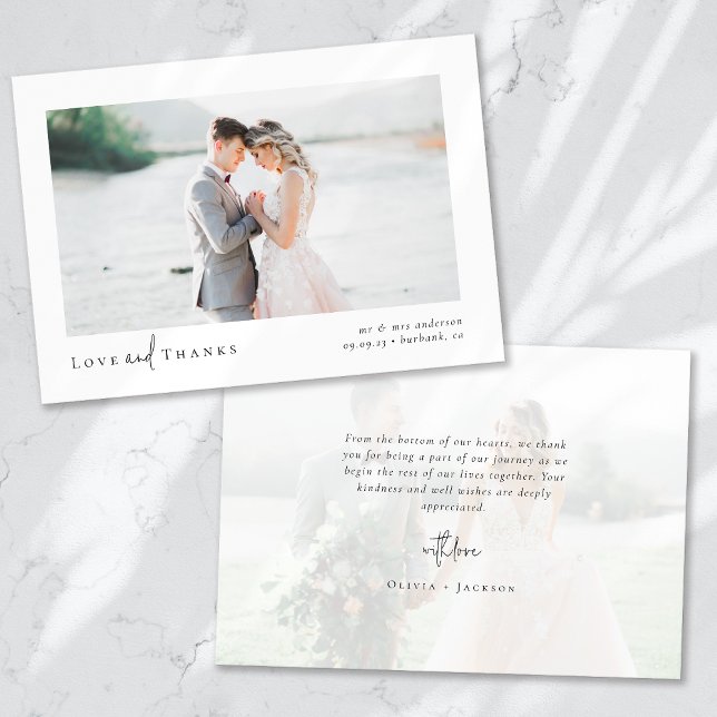 Elegant Chic Script Wedding Photo Thank You Card (Creator Uploaded)