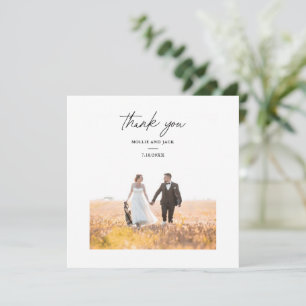 Elegant Chic Script Wedding Photo Thank You Card