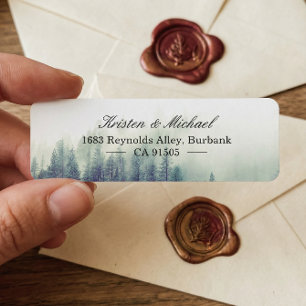 Elegant Chic Seasonal Pine Trees Forest Return Address Label