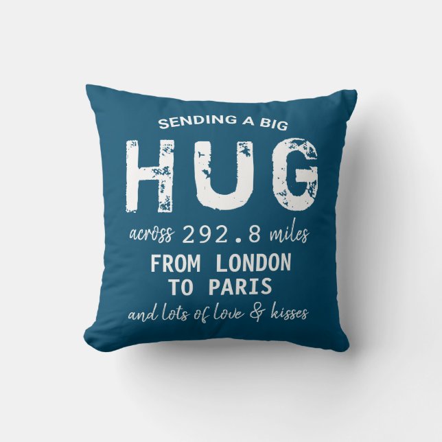 Elegant chic "Sending a big Hug" custom Distance Cushion (Front)